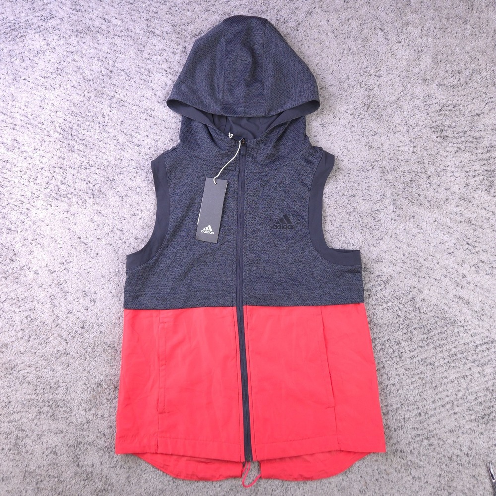 Adidas Running Jacket Womens XS Hoodie Sleeveless Full Zip Climalite NWT